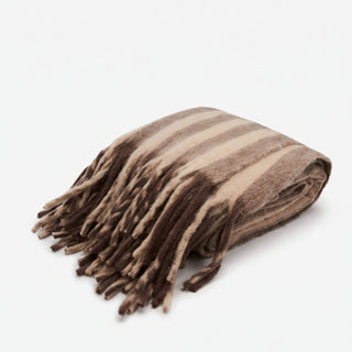 The Wool Stripe Throw - Burnt Umber and Cream