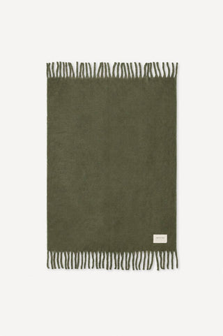 The Cloud Fringe Throw - Merino Wool | Olive