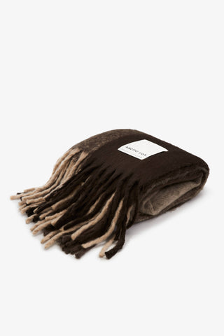 Arctic Fox | 100% Recycled Throw | Dark Earth Brown & Cream