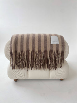 The Wool Stripe Throw - Burnt Umber and Cream