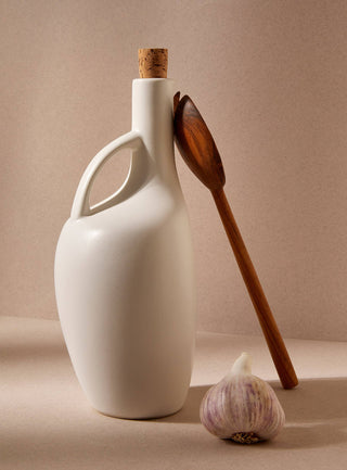 Handmade Stoneware Olive Oil Cruet | Matte White
