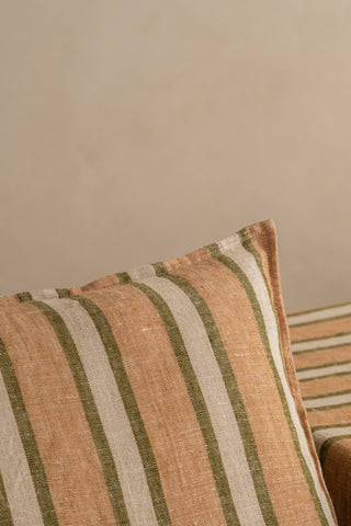 Dual Stripe Linen Pillow | Terracotta & Moss