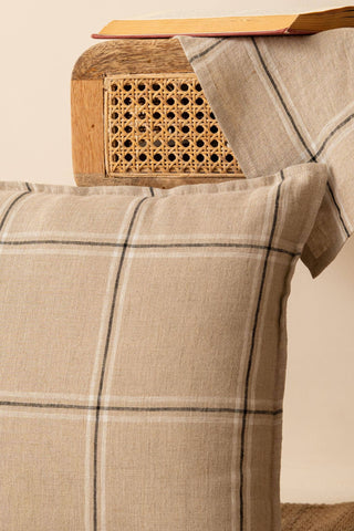 Blair | Neutral Plaid Linen Pillow