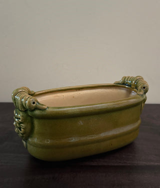 Vintage Ceramic Planter | Olive Green