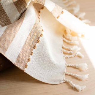 Oversized Woven Hand Towel | Ochre & Cream