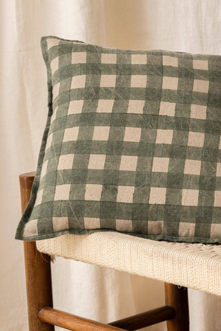 Checkered Linen Pillow | Olive