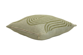 Block Printed Waves Throw Pillow | Sage Green, 18x18