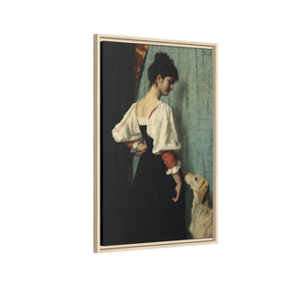 Portrait of a Young Woman, with Puck the Dog | Framed Canvas Print