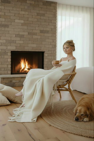 Arctic Fox | 100% Recycled Throw | Ivory