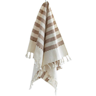 Oversized Woven Hand Towel | Ochre & Cream