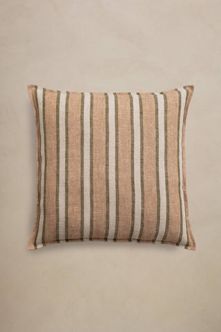 Dual Stripe Linen Pillow | Terracotta & Moss