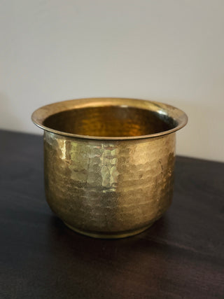 Vintage Hammered Brass Planter Pot