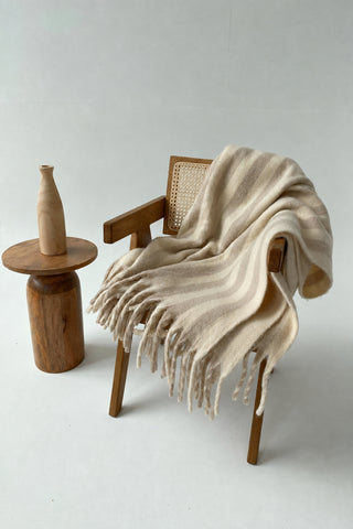 Wool Stripe Throw | Pale Taupe