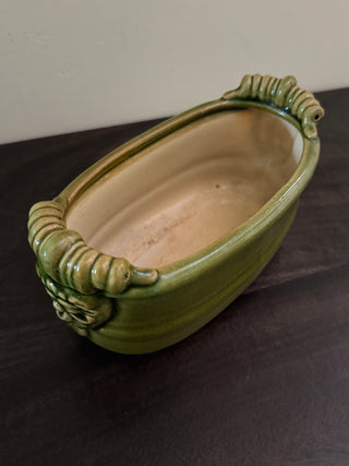 Vintage Ceramic Planter | Olive Green