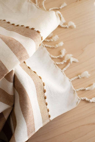 Oversized Woven Hand Towel | Ochre & Cream