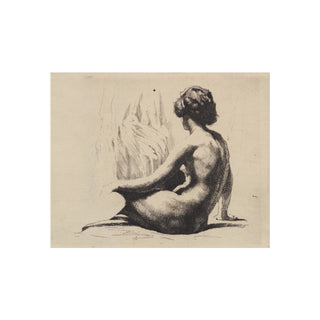 "Nude Female Model Sitting on the Floor" | Art Print