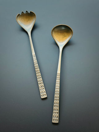Norwegian Pewter Vintage Salad Servers