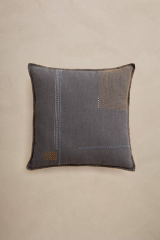 Stitched Linen Pillow Cover | Charcoal Grey