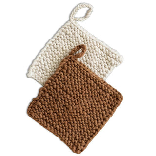 Knitted Wool Pot Holder | Clay