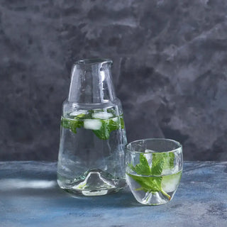 Pebbled Glass Bedside Carafe Set