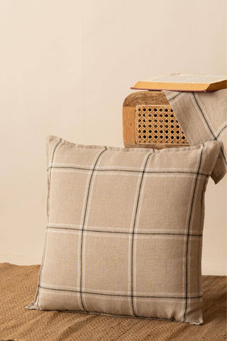 Blair | Neutral Plaid Linen Pillow