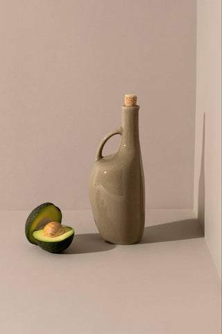 Handmade Stoneware Olive Oil Cruet | Linen Glaze