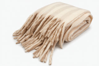Wool Stripe Throw | Pale Taupe