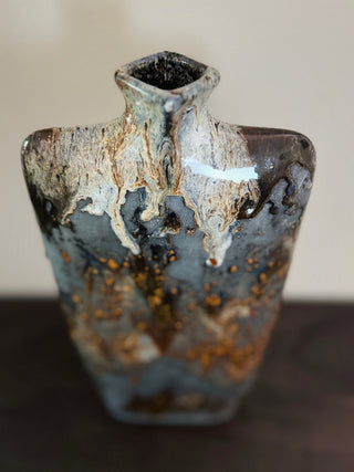 Brutalist Style Volcanic Drip Glaze Vase