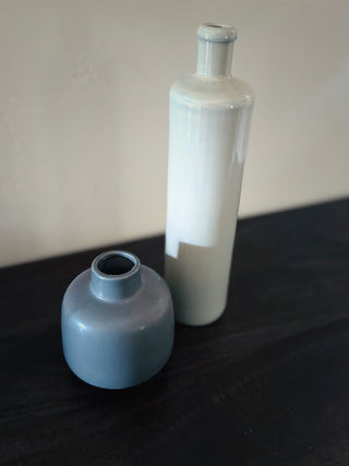 Tall & Short Gray Vases | Pair