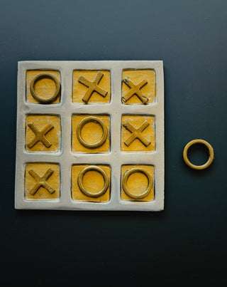 Silver Tone & Brass Vintage Tic Tac Toe Set