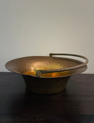 Vintage Hammered Brass Basket Planter, Large