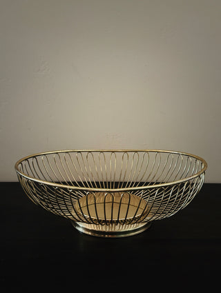 Oval Mid-Century Modern Gold Fruit Basket