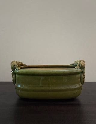 Vintage Ceramic Planter | Olive Green
