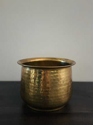 Vintage Hammered Brass Planter Pot