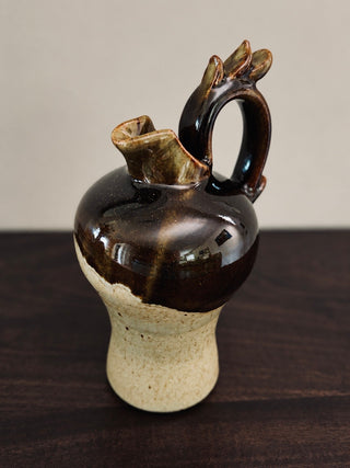 Unique Handmade Ceramic Pitcher/Vase with Decorative Handle