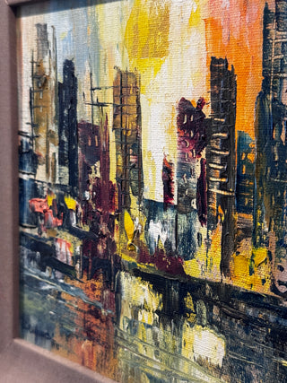 1970 Cityscape | Original Oil Painting, Signed