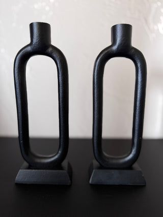 Pair of Black Taper Candle Holders