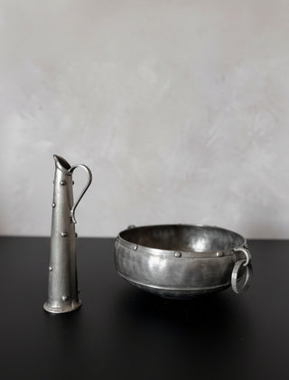 Norwegian Pewter Bowl & Pitcher Vase Set