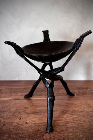 African Carved Footed Bowl