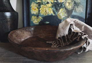 Large Carved Teak Dough Bowl, Oval