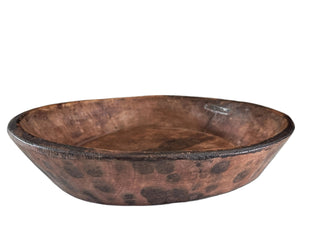 Large Carved Teak Dough Bowl, Oval