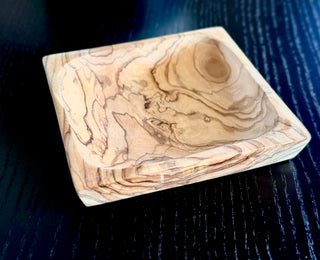 Natural Olive Wood Square Bowl | Handcrafted