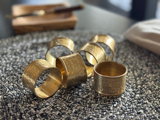 Hammered Brass Napkin Rings | Set of Six