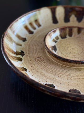 Handcrafted Stoneware Chip & Dip Dish