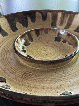Handcrafted Stoneware Chip & Dip Dish