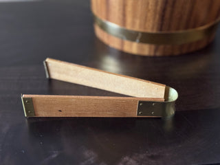 Wood Veneer MCM Ice Bucket with Tongs