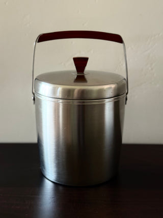 Stainless Steel Ice Bucket with Wood Accents