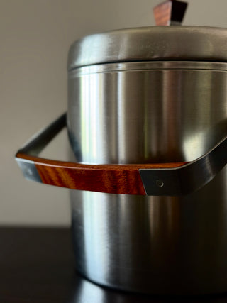 Stainless Steel Ice Bucket with Wood Accents