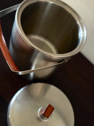 Stainless Steel Ice Bucket with Wood Accents