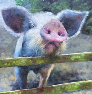 "Walter" | Original Pig Oil Painting, 18"x18"
